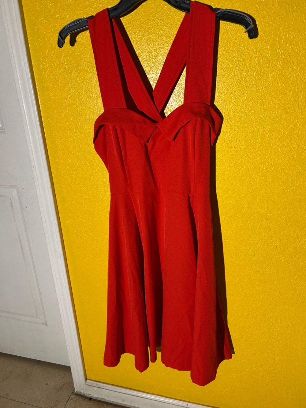 Sourpuss Red Cross-Back Fit & Flare Mini Dress
